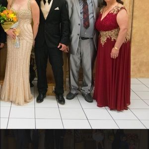 Red and gold gown for wedding